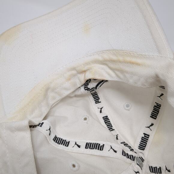 Puma Slideback Baseball Cap White One Size Adjustable Embroidered Vented Holes - Picture 8 of 9